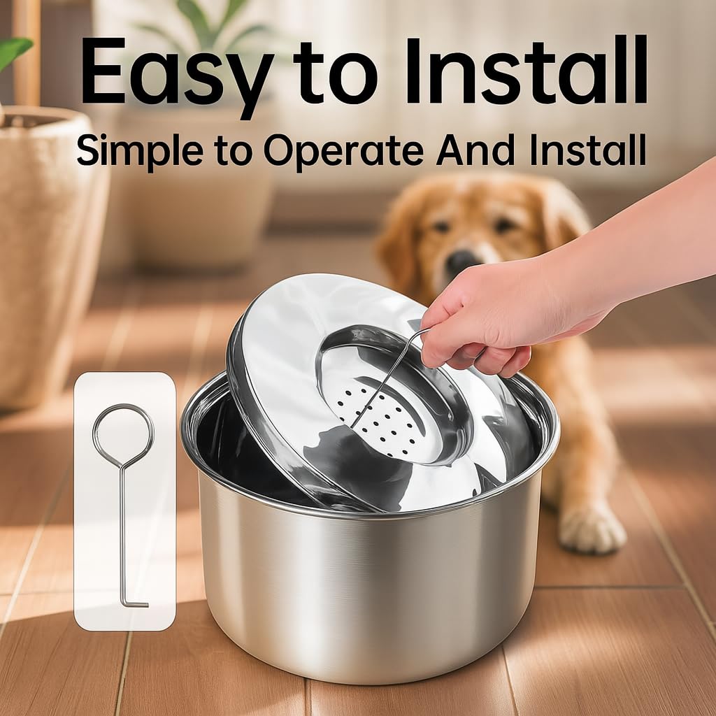 5.6 L/198 oz Stainless Steel Dog Water Bowl with Floating Disk – No Spill & splashless for Large Dogs & Cats
