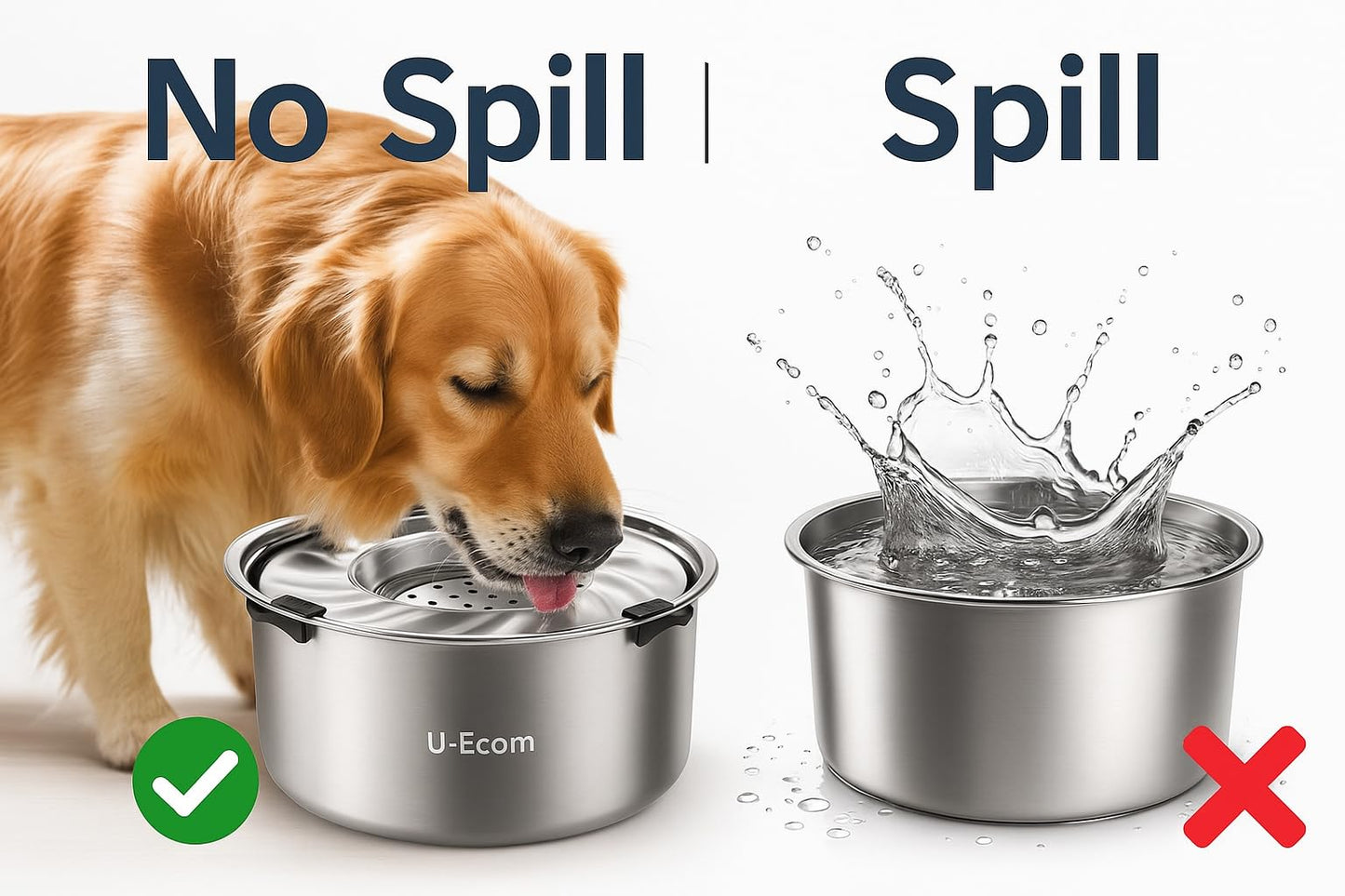 5.6 L/198 oz Stainless Steel Dog Water Bowl with Floating Disk – No Spill & splashless for Large Dogs & Cats