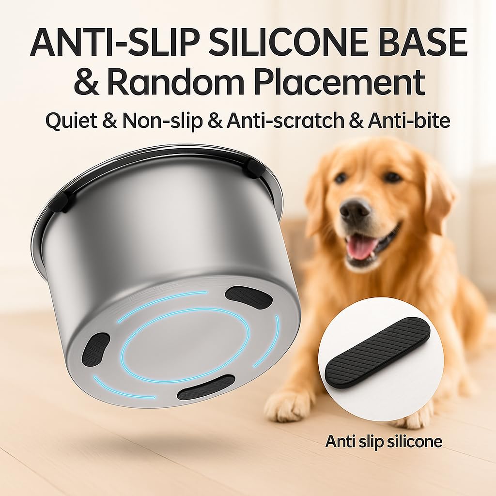 3L/101oz Stainless Steel Dog Water Bowl with Floating Disk – Spill Proof & Slow Drinking Pet Feeder for Dogs & Cats – No Mess Travel Water Dispenser for Car & Home Use