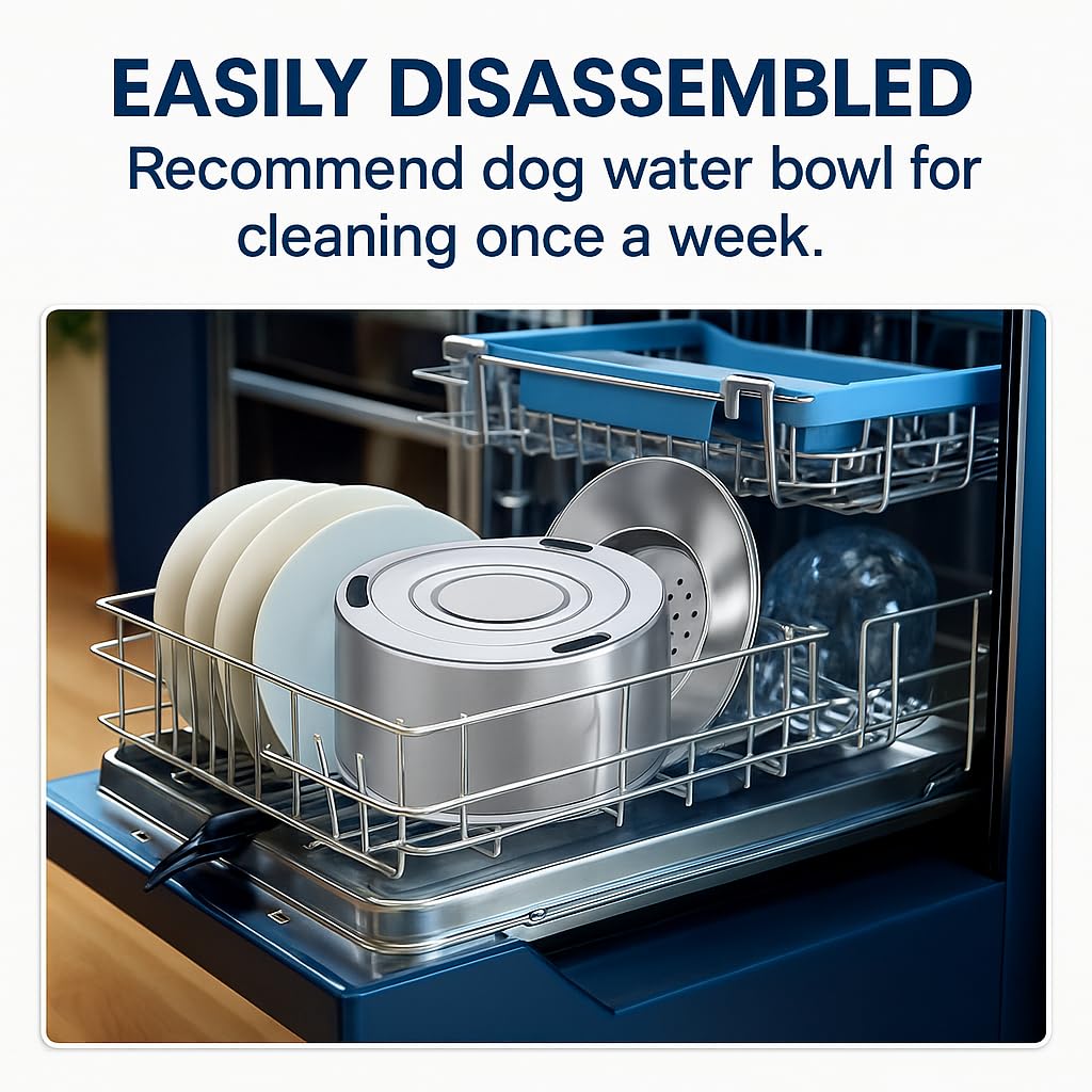 5.6 L/198 oz Stainless Steel Dog Water Bowl with Floating Disk – No Spill & splashless for Large Dogs & Cats