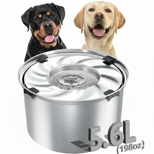 5.6 L/198 oz Stainless Steel Dog Water Bowl with Floating Disk – No Spill & splashless for Large Dogs & Cats